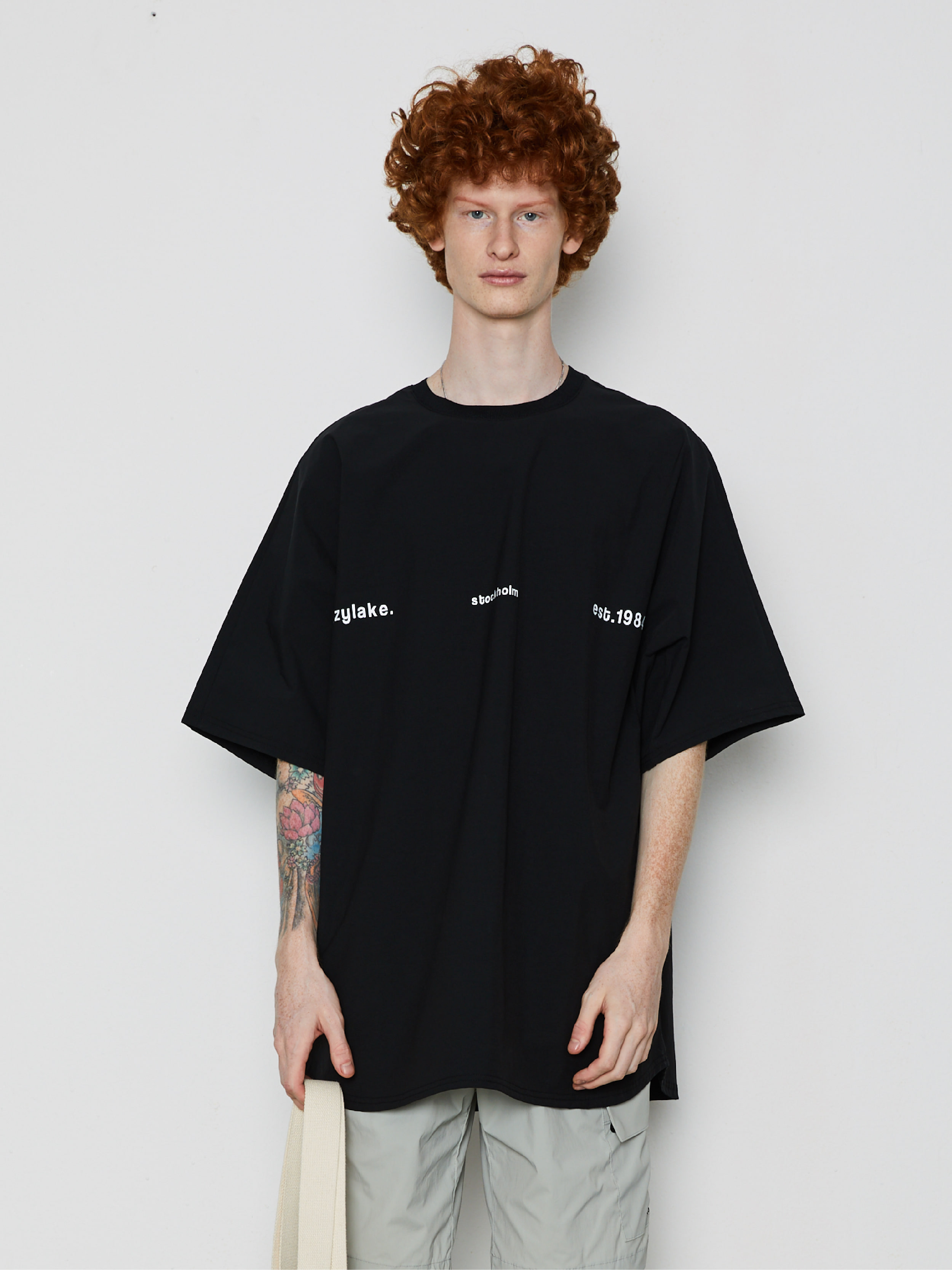 유니섹스 포플린 오버핏 티셔츠 블랙